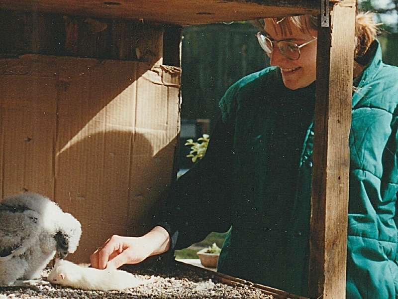 Stania Kuspertova con 18 años trabajando con halcones.