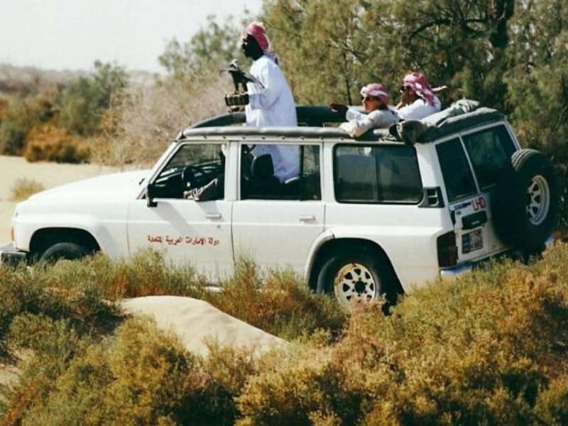 Stania with an Arab sheikh during a hunting-trip with falcons. 